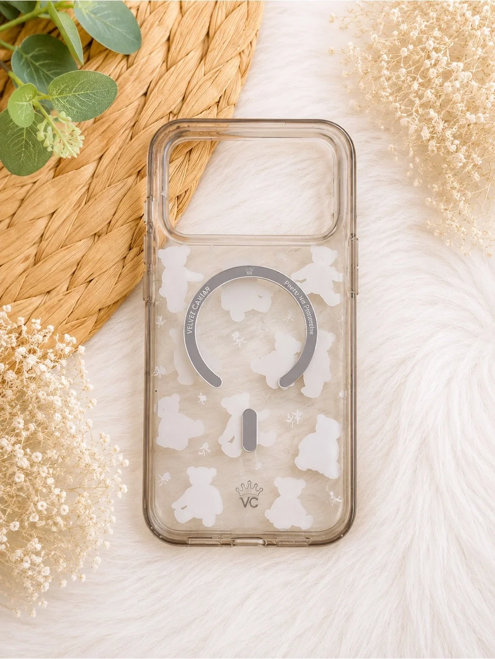 Clear Teddy Bear Phone Case Velvet Caviar 17 Pro Max